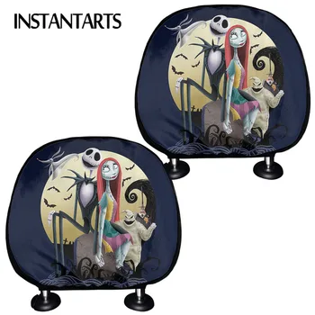 

INSTANTARTS The Nightmare Before Christmas Pattern Soft Car Protector Car Pillow Seat Cover Comfortable Car Neck Seat Cover 2pcs