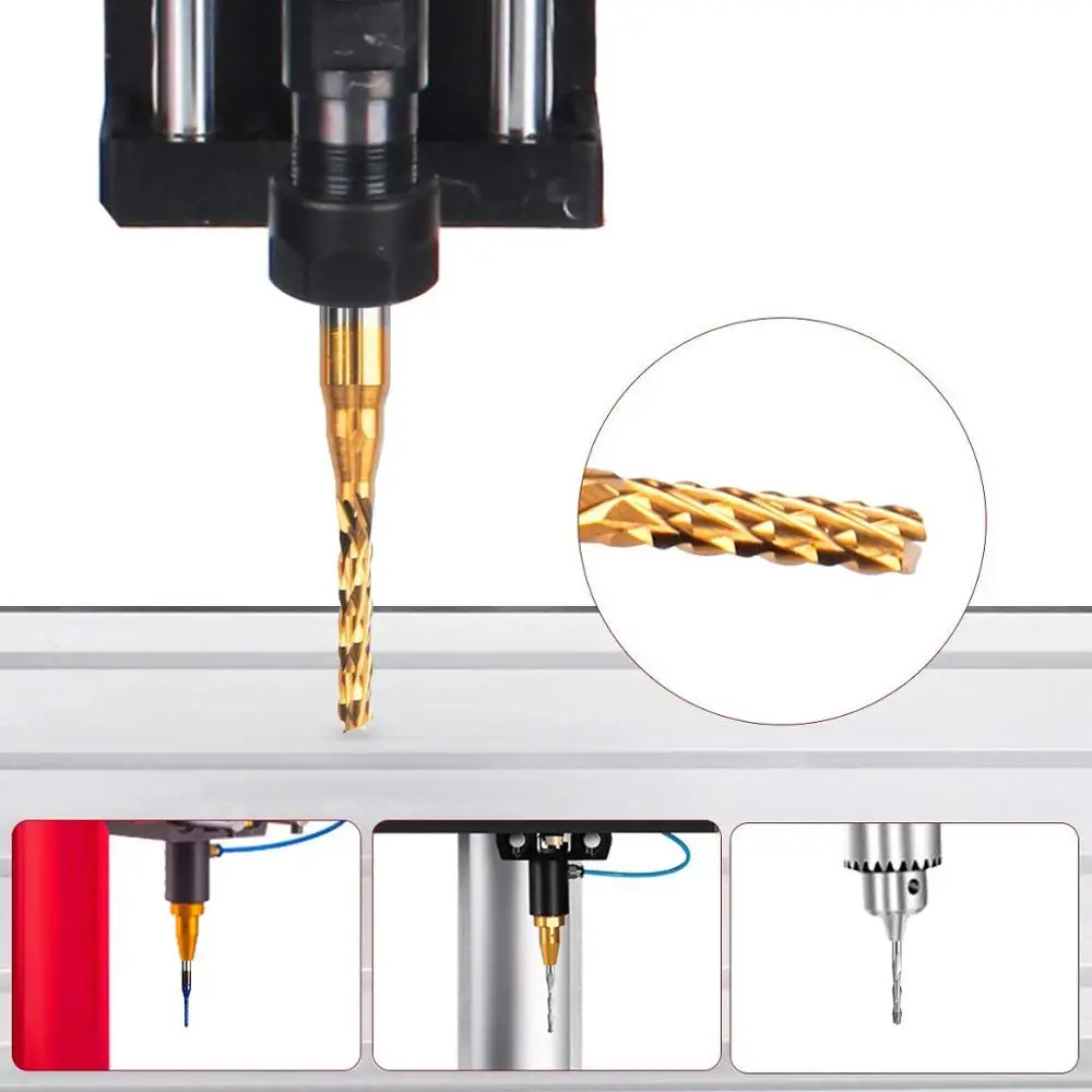 10/40pcs End Mill Engraving Bits Set Nano Blue Coat CNC Router Bits Cutting Milling Cutter 1/8\