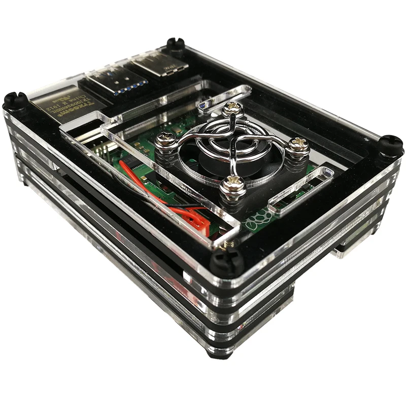 

Raspberry PI 4 case PI 4 Model B Acrylic Case With Cooling Fan +Heatsink for Raspberry pi 4B