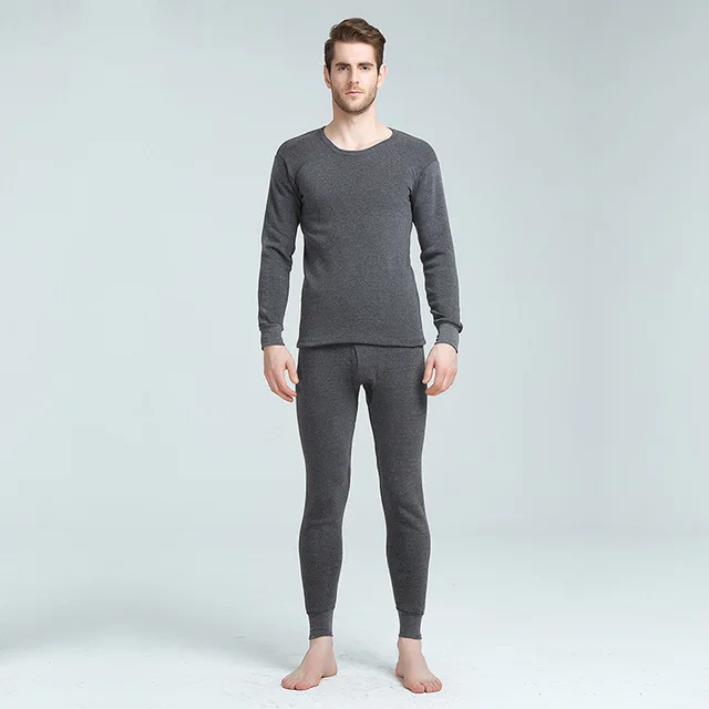 mens long johns set Aismz New Thermal Underwear Sets Men Winter Thermo Underwear Long Johns Winter Clothes Men Velvet Thick Thermal Clothing Solid cotton long johns Long Johns