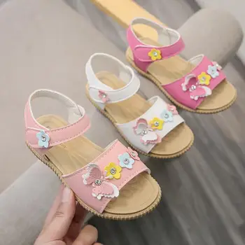 

New Fashion Children Baby Sandals Girls Summer Sandal Kids Beach Leather Sandals for Girls Flowers Princess Shoes