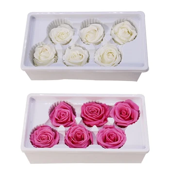 

2 Set Eternal Roses Heads,Real Natural Fresh Preserved Rose,Beauty and the Beast Forever Rose,Immortal Flower Material - White &