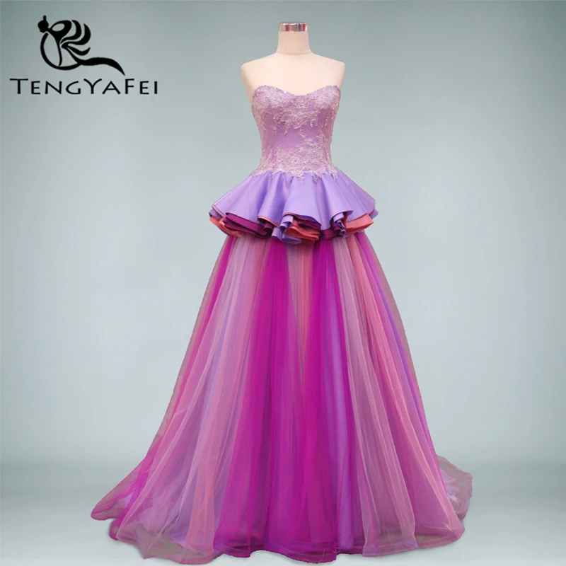 

real photos Rainbow Sexy long Prom a-line ruffles lace beading vestido de festa evening gown 2018 mother of the bride dresses