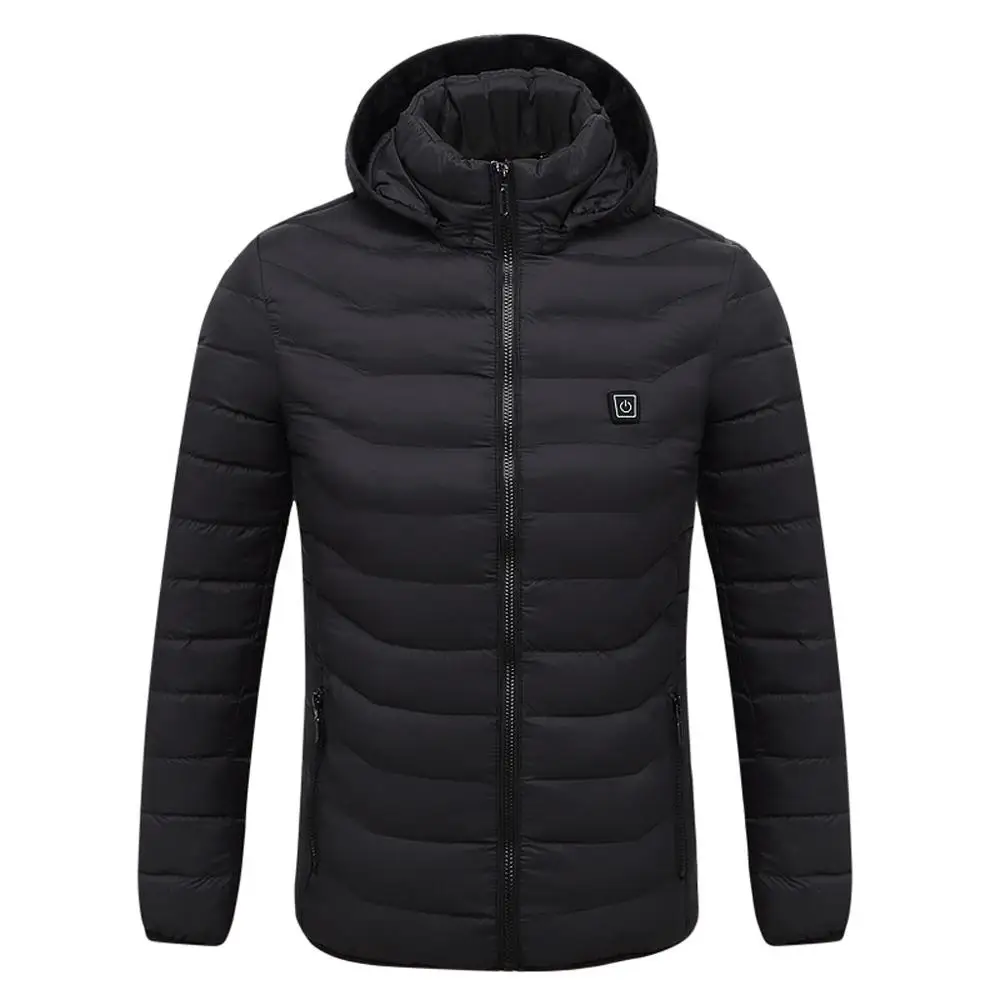 

Winter Men's Warm Down Cotton Jacket Coat Smart USB Abdominal Back Electric Heating Outwear Outdoor Casual Down Jacket