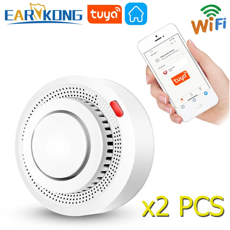Tuya-alarma de humo WiFi para el hogar, Detector de humo con protección contra incendios, combinación de alarma de fuego, sistema de seguridad para bomberos