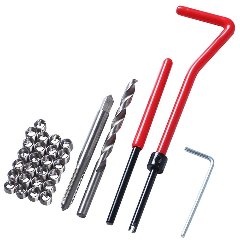 

30pcs/set Repair Kit Thread Automotive Applications Hand Tools Red Wire Insert Tap Twist Drill Cutter Wrench