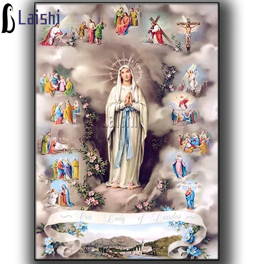 Virgin Mary Diamond Painting Embroidery Rosary Salute on the Nine Days