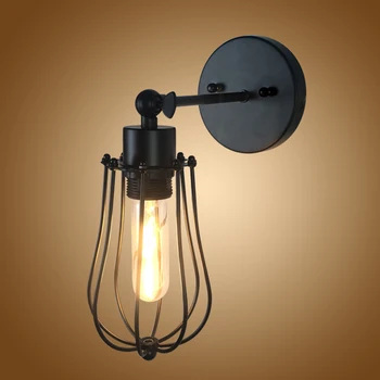 

Wire Cage Wall Sconces Light Lamp Metal Shade Vintage for Home Bedroom Bedside JDH99
