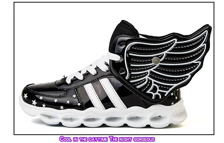 Крылья детская обувь со светодиодной подсветкой яркая светящаяся обувь USB зарядка Детские легкие кроссовки обувь для мальчиков и девочек спортивная обувь