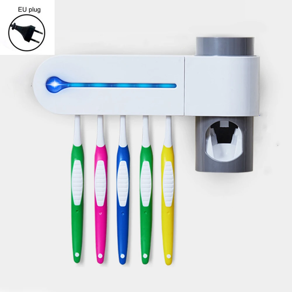 Антибактериальный 2 в 1 УФ-светильник стерилизатор зубной щетки Ультрафиолетовый автоматический диспенсер для зубной пасты держатель для зубных щеток очиститель стойки - Цвет: Type A with EU Plug