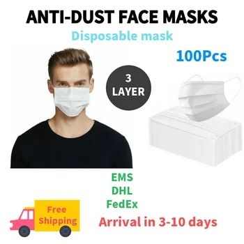 

100pc Disposable Anti Dust Face Mask 3 layers Non-woven Activated Filtermouth mask Mouth Mask Dust Filter Safety Mask