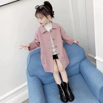 

2019 New Girls Winter Warm Woolen Coats Princess Girls Coats Long Jackets Cotton Kids Overcoats Double-Breasted Wool Coats
