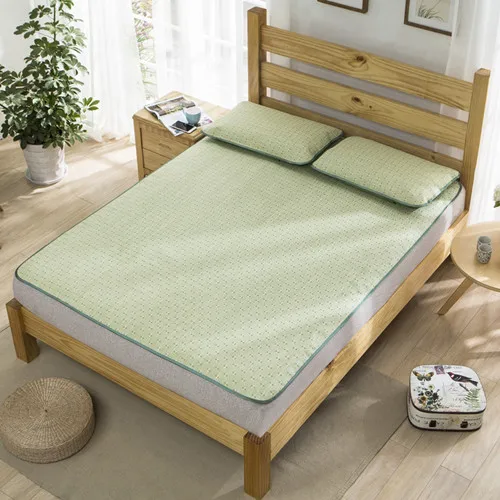 Light green summer Lifeng домашний летний соломенный коврик крутая кровать коврик Натуральный соломенный матрац крышка 180*198 см Встроенная защитная подушка для кровати зеленый резиновый лист - Цвет: Light green summer
