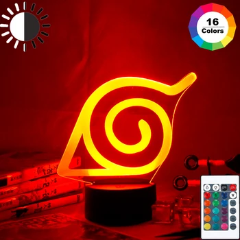 

Naruto Konoha Logo LED Night Light Colorful Nightlight for Child Bedroom Decorative Light Cool Led Table Lamp Anime Gift for Him