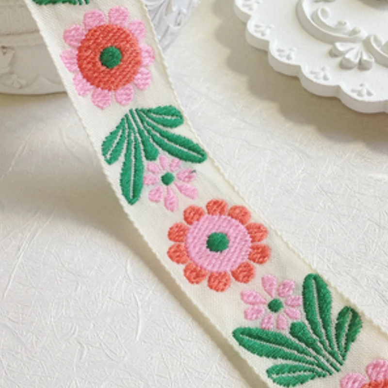 0.7~1.5 Inch 18MM~35MM Flower Jacquard Ribbon Handmade Lace 3YARD