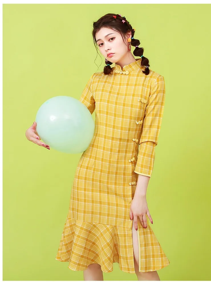 Традиционное китайское платье mujer vestido, женское атласное платье с длинным разрезом, улучшенное cheongsam qipao, элегантное винтажное qi pao - Цвет: color2