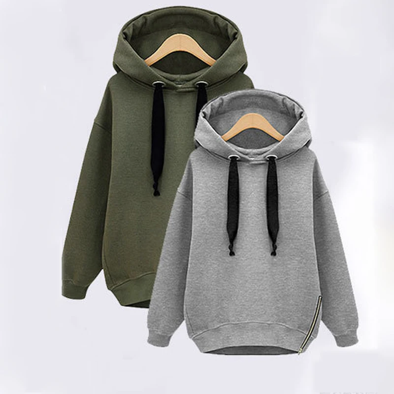  Winter Warm Autumn Sweatshirts For Women Casual Long Sleeve Pullover With Velvet Padded Hoodies Zip