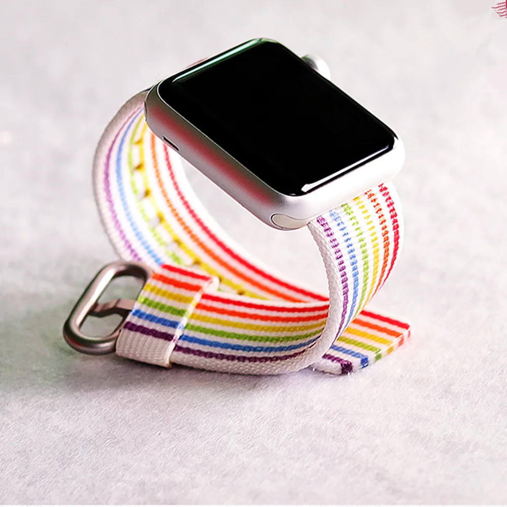 Нейлоновый ремешок для apple watch band 42 мм 38 мм iWatch 4 Band 44 мм 40 мм браслет ремень Спортивная петля ремешок для apple watch 4 3 2 1