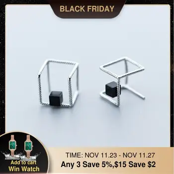 

925 Silver Square Earrings Brincos Silver Jewelry Vintage Pendientes Minimalism Charm Party Gift Earrings for Women Oorbellen