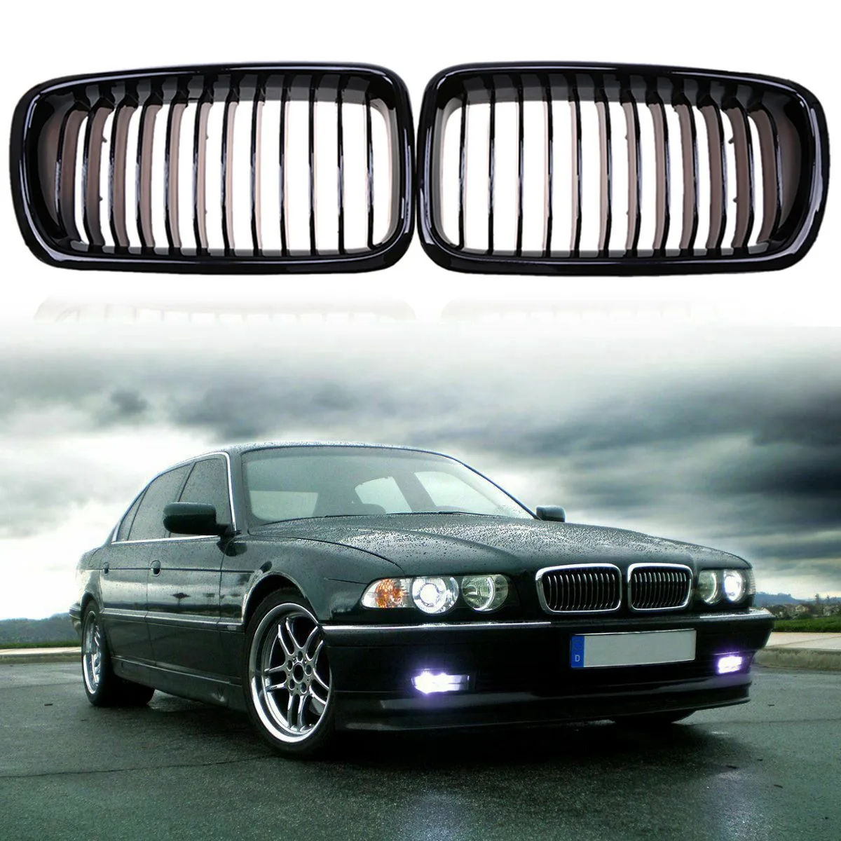 Front Bumper Hood Kidney Grille Grill for BMW E38 7 Series 728 730 735 740 1995-2001(Glossy Black )51138125811 51138125812 | Автомобили и