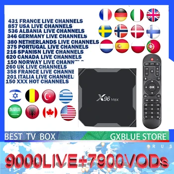 

iptv france x96 max android tv box with 1 year french tv 9000+ Live m3u 7900 vod belgium arabic france iptv smart tv box
