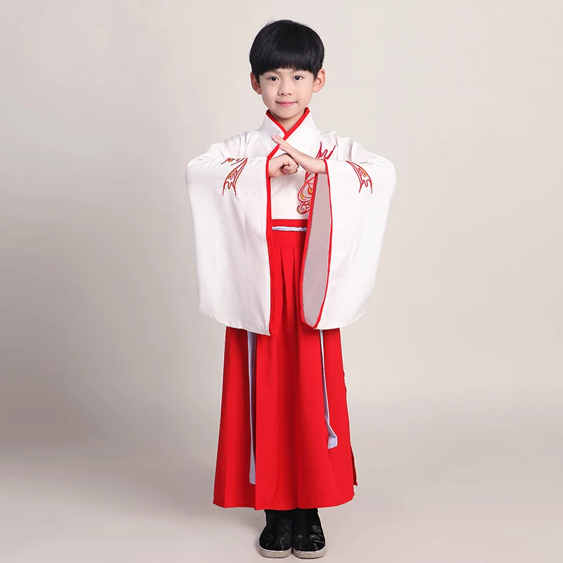 Качественные китайские Hanfu для мальчиков и девочек, школьная форма для детей, костюмы на Хэллоуин, карнавальные костюмы для детей - Цвет: flaresleeve boy3