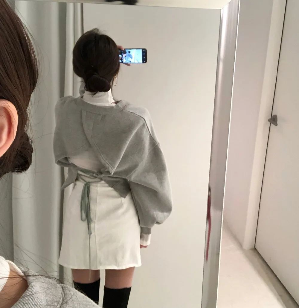 WHITNEY WANG Осенняя модная уличная Толстовка со шнуровкой на спине женские толстовки пуловер