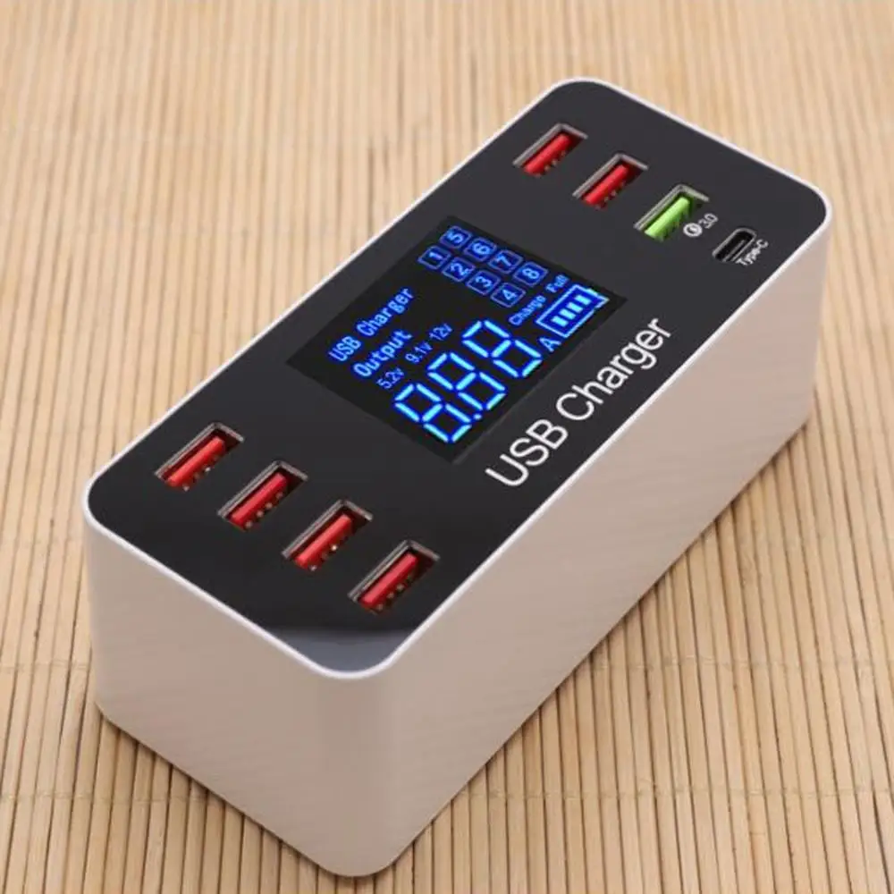 A9 Plus Multi-function AC 100V~240V 8 Ports USB Digital Display LCD Detachable Charging Station Smart ChargerSupport QC3.0 A9 Plus Multi-function AC 100V~240V 8 Ports USB Digital Display LCD Detachable Charging Station Smart ChargerSupport QC3.0
