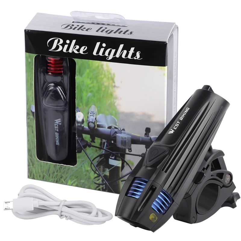 WEST BIKING велосипедный передний светильник USB Перезаряжаемый велосипедный флэш-светильник на руль светодиодный головной светильник водонепроницаемый велосипедный светильник s для велосипеда