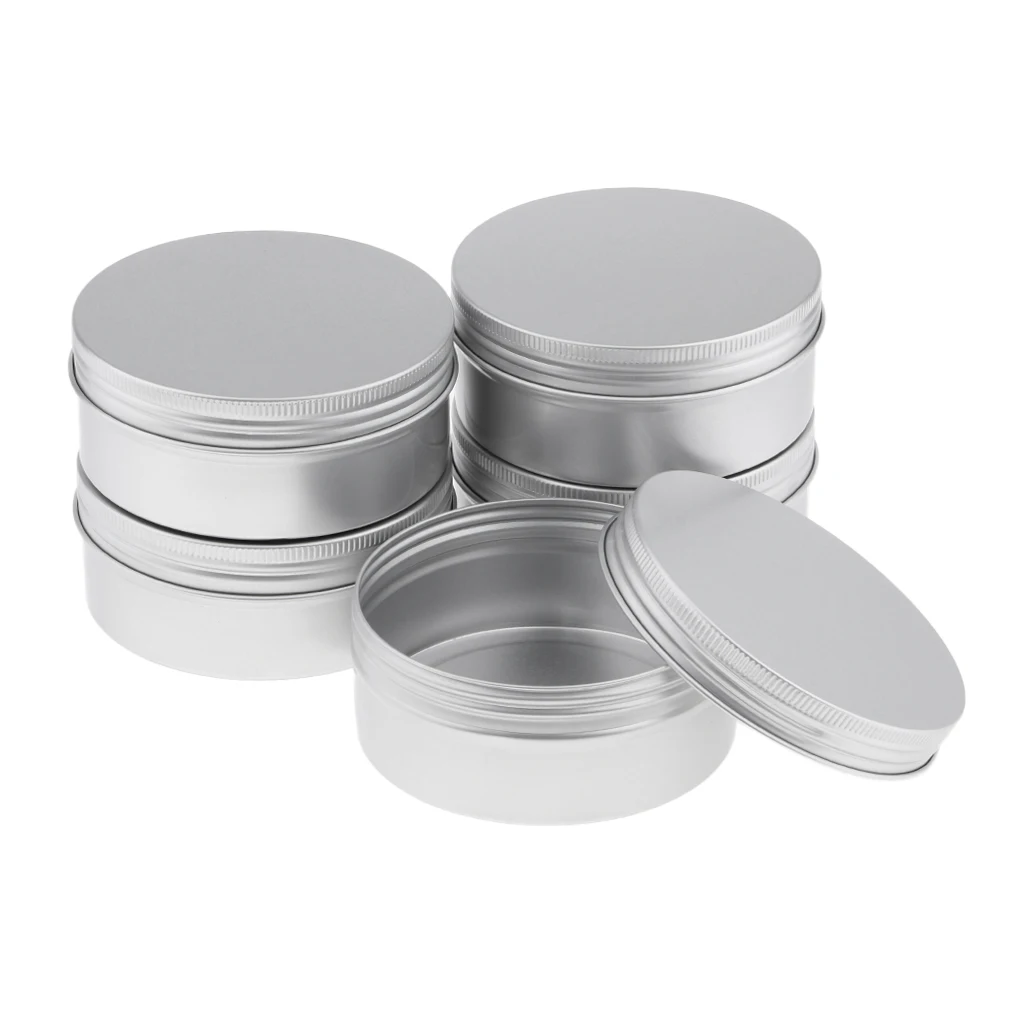 8.8oz Aluminum Tins Container Screw Lid Cosmetic Storage Jars Cans Pot 5pcs