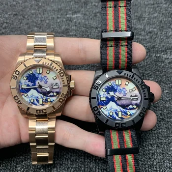 

40mm Sterile dial automatic sapphire crystal glass super luminous dial waterproof men's watch Featured luminous watch 097