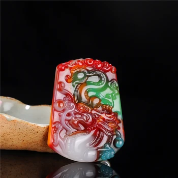 

Natural colorful jade dragon jade pendant lucky stone necklace for men or women