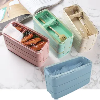 

Portable Wheat Straw Environmental Protection Lunch Box Office Crisper Solid Color Microwave Heated Lunch Box