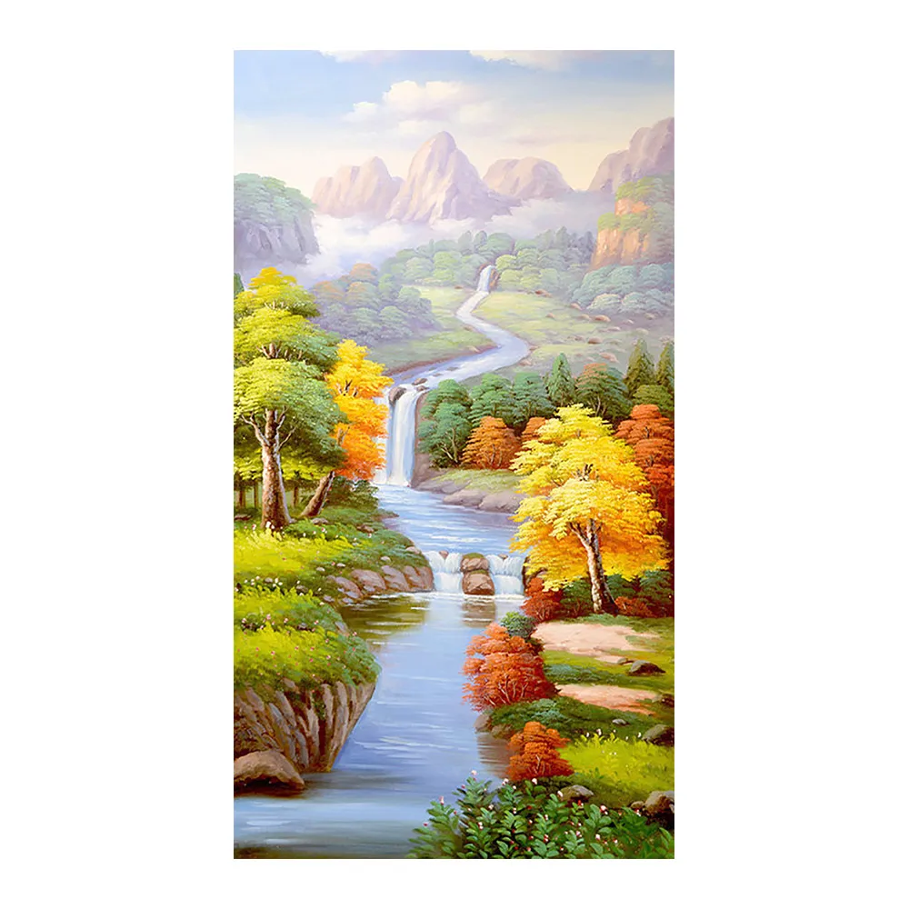 Idyllic Scenery of River Diamond Painting Oil Scenic Round Full Drill Vestibule Nouveaute DIY Mosaic Embroidery 5D Cross Stitch | Дом и сад