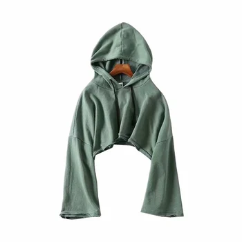 

Irregular Short Hoodies Women Fashion Casual Cotton Plain Womens Hoodies Girls Streetwear Long Sleeve Crop Top Hoodie New II50MS