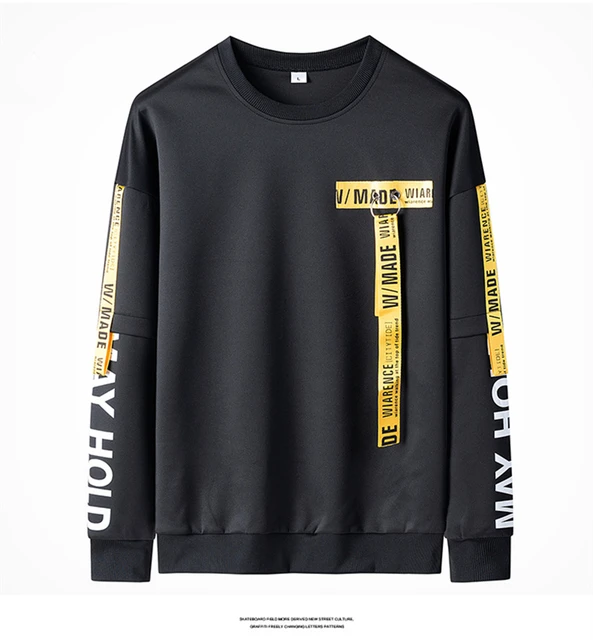 2020 marca ropa moda cuello redondo carta de sudadera impresa Hip Hop Casual Wear Men Top sin capucha estilo de calle coreano|Sudaderas y sudaderas| - AliExpress