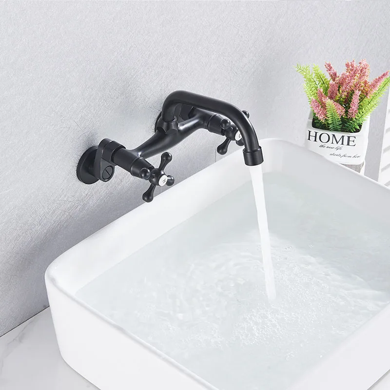 Light luxury wall-mounted concealed hot and cold basin faucetBuried wall embedded washbasin faucet wall outlet
