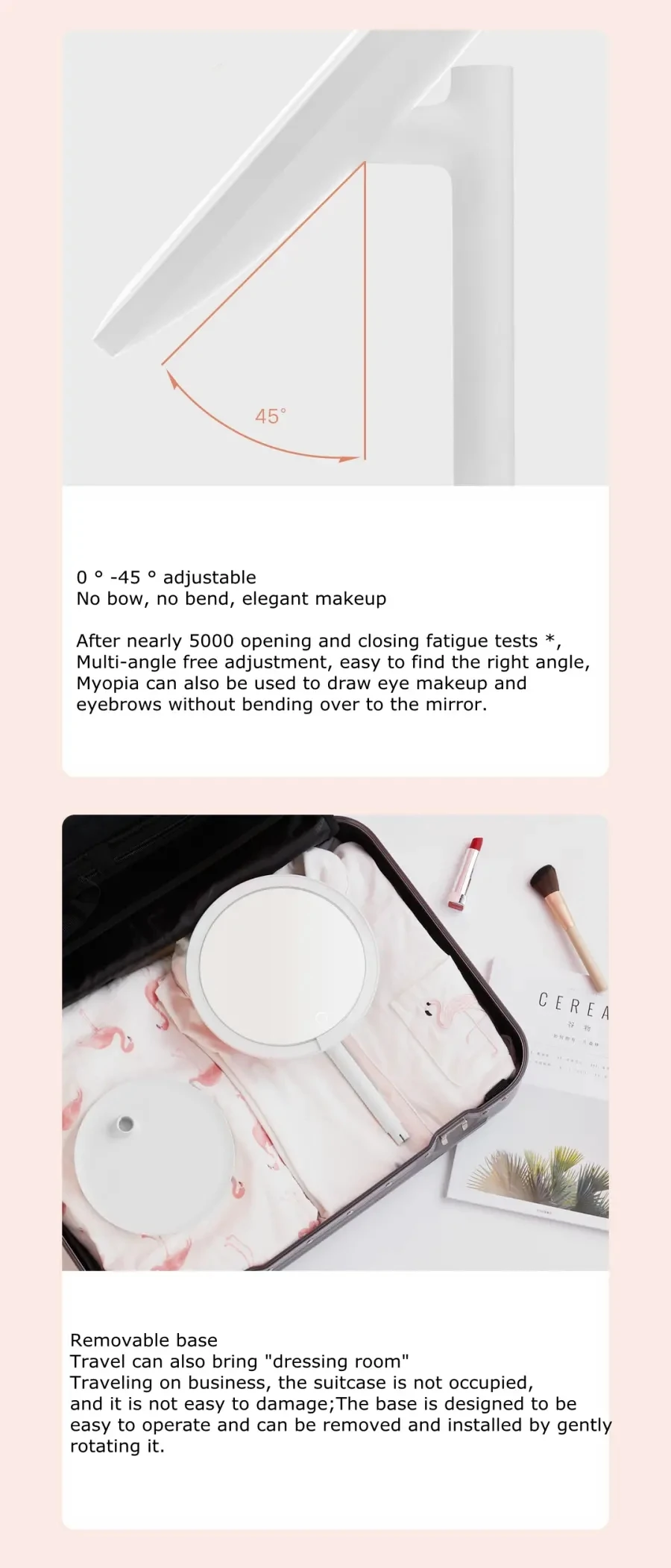 Newest Xiaomi mijia Makeup Mirror Desktop LED Lighted Portable Type-C Charging Touch Screen Adjustable Mirrors Brightness (4)