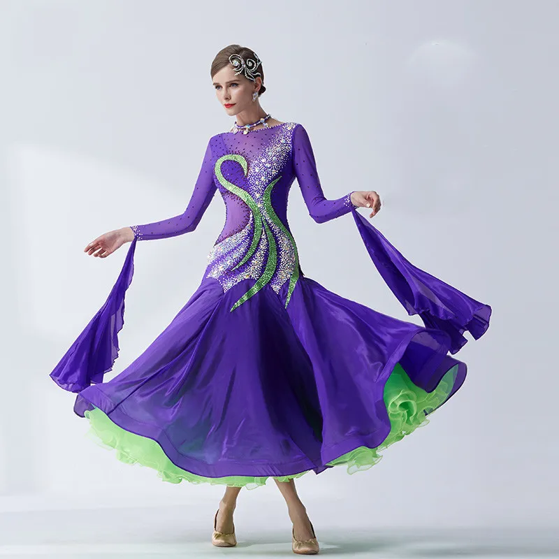 The new National standard modern dance clothing big pendulum dress practice clothing ballroom dancing Waltz-B19442