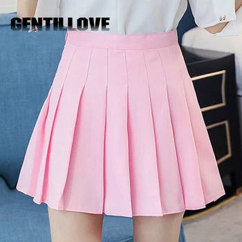 

Women High Waist Cosplay Skirt 2019 Kawaii Solid A-line Sailor Skirts Japanese School Uniform Mini Pleated skirt Plaid Autumn