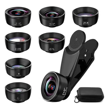 

TOKOHANSUN 7 in 1 Mobile phone Lens Telephoto Fisheye lens Wide Angle Macro Lens CPL/Flow/Radial/Star Filter for all smartphone