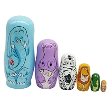 

Matryoshka Russian Nesting Dolls Babuska Babushka Wooden Animal Figurines 6 Pcs