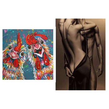 

2 Set 5D Diy Diamond Painting Rhinestone Decor Painting for Home - Cross Stitch & Man and Woman