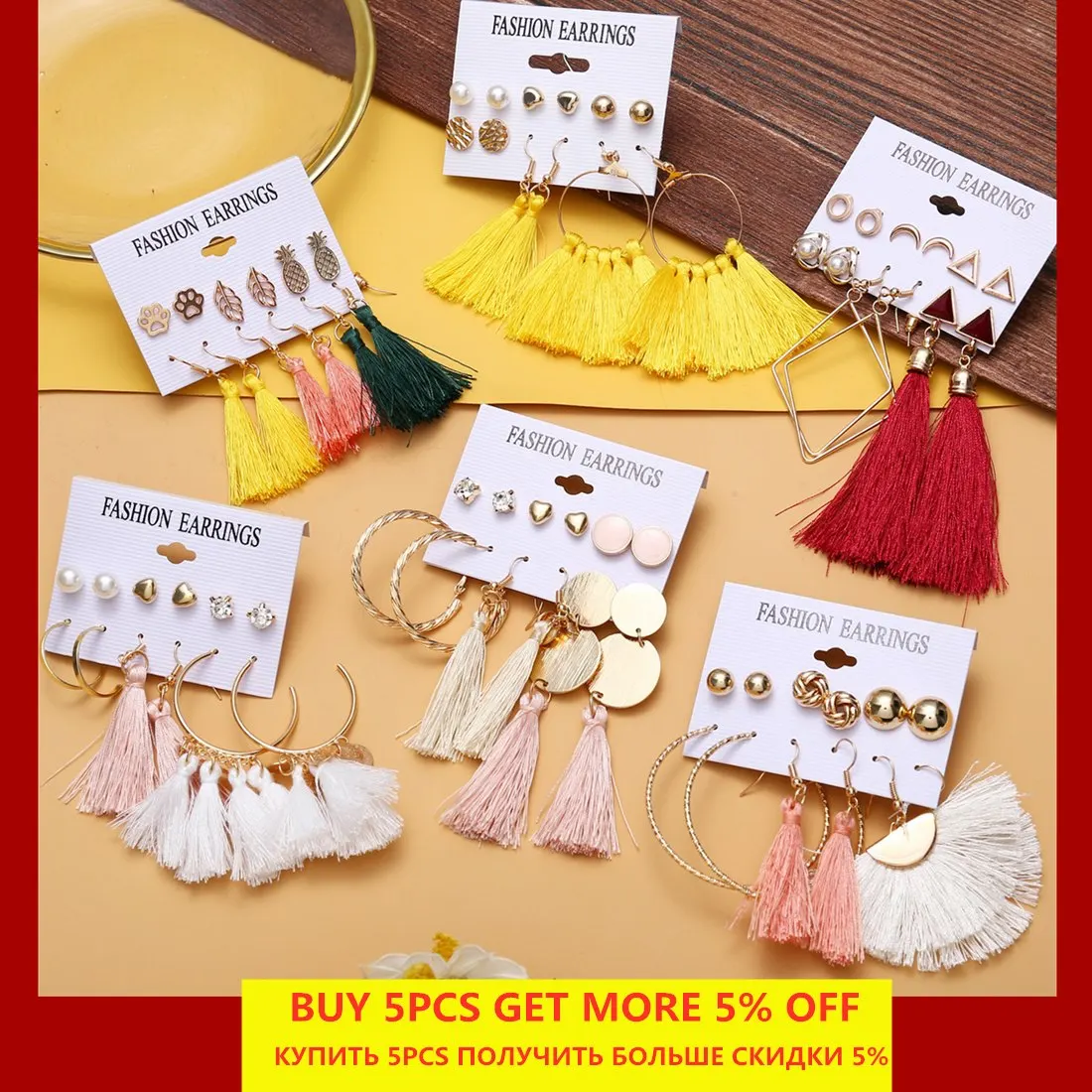

Bohemian Earring Long Tassel Earrings Set for Women Girl Boho Geometric Drop Earing 2019 Brinco Female Fashion Jewelry Wholesale