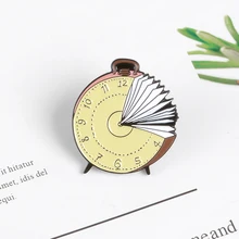 Réveil livre broche pour femmes hommes drôle quotidien fournitures émail Pin Denim vestes vêtements sac à dos accessoires Badge épinglette(China)