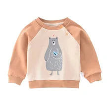 Новая Осенняя теплая детская одежда для маленьких девочек и мальчиков; Повседневная Блузка с длинными рукавами и принтом с героями мультфильмов для малышей; верхняя одежда; толстовки