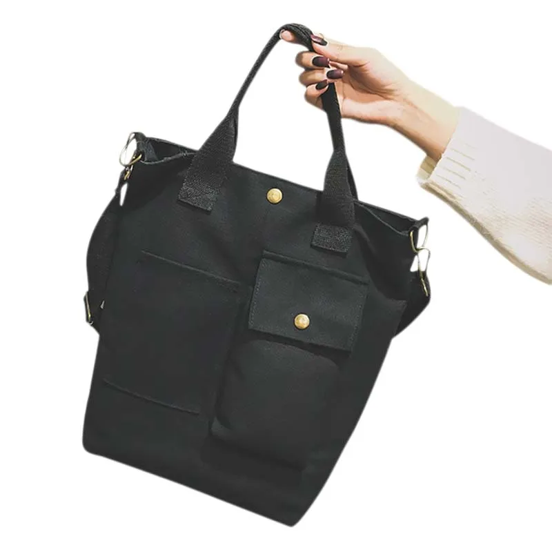 

fashion women canvas handbag female cross body shoulder bags women bag casual shopping bag laptop bags(black)
