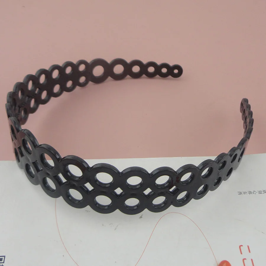 Black Headband 10 шт. 3,0 см два ряда филигранные круги пластиковые обручи для женщин девочек обручи для волос Нескользящие ободки для девочек черный коричневый кофе - Цвет: Black Headband