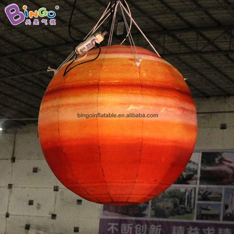 Colourful 1m diameter hanging-dec inflatable Jupiter model LED light for display decoration / planets theme inflatable toys