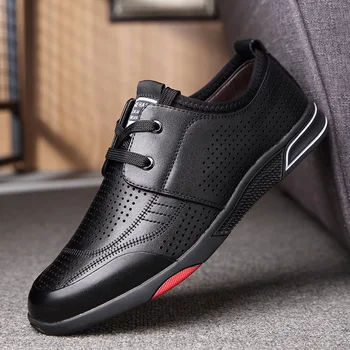 

LIMEIKE New Summer Breathable Holes Oxfords Men Casual Shoes Fashion Outdoor Walking Sports Shoes Men Formal Business Flat Shoes